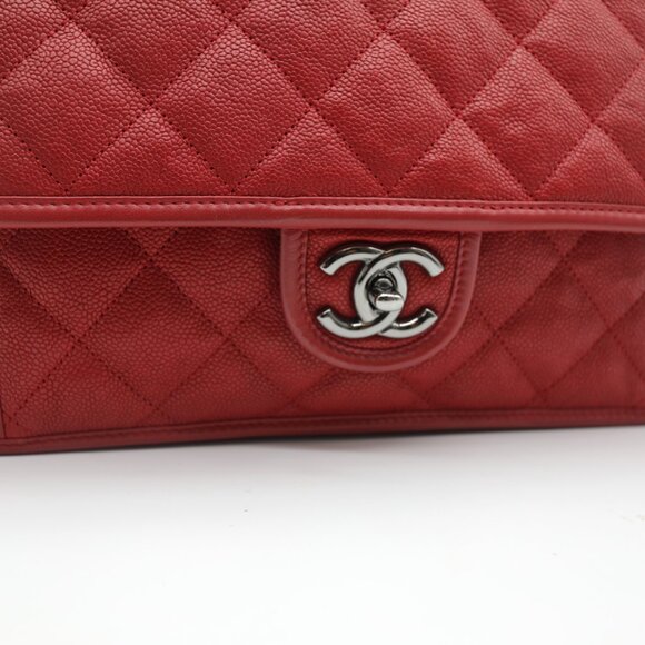 Chanel Red Caviar Leather Medium French Riviera Flap Bag - Picture 11 of 12